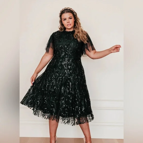 JessaKae Midnight Black Lace & Sequin Dress - Picture 1 of 4